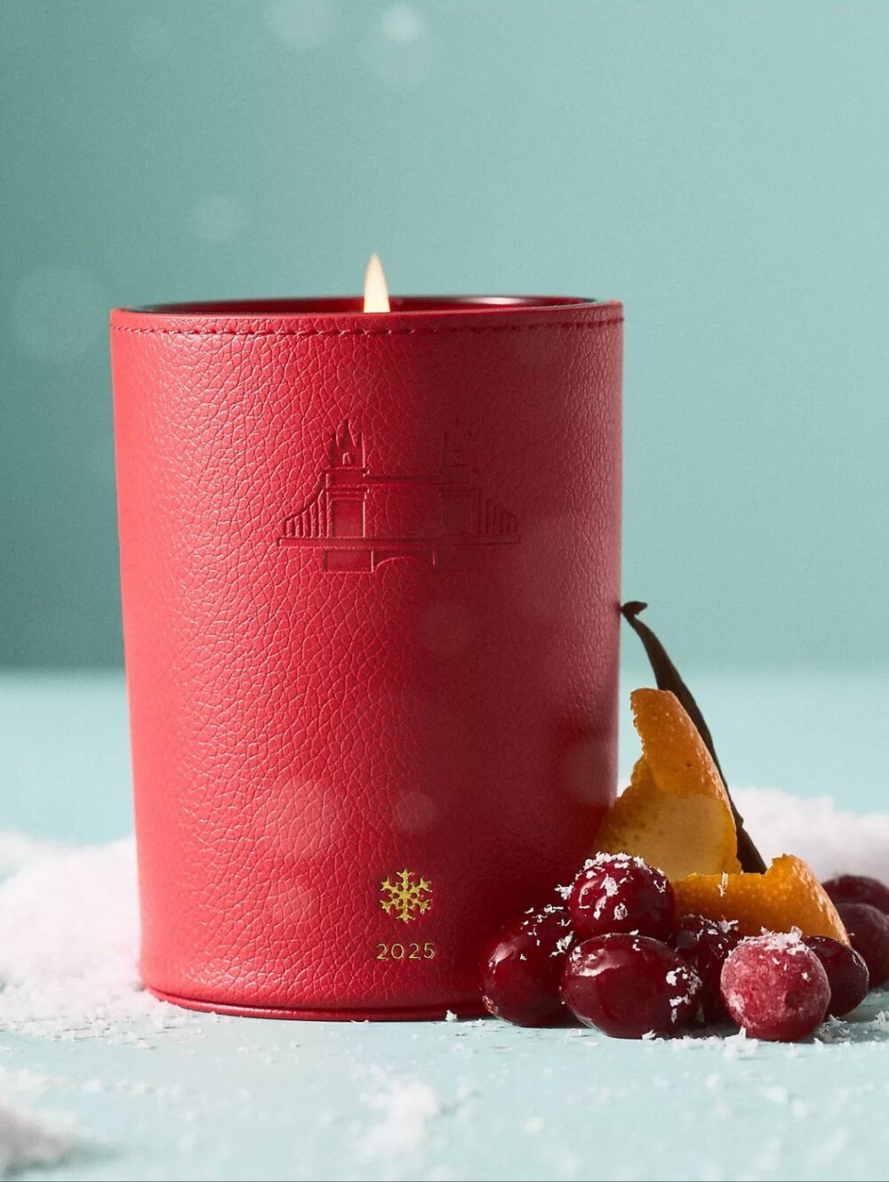 Anthropologie London Icon Embossed Fruity Mulled Berries Glass Candle